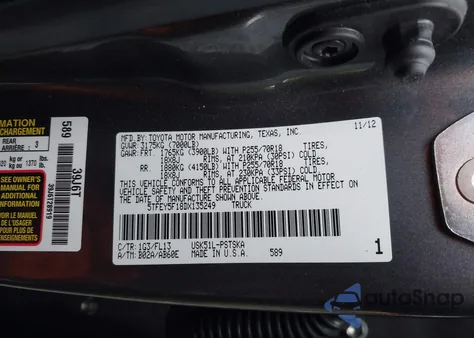 2013 Toyota Tundra Grade 5.7L V8 from USA, damaged, VIN 5TFEY5F18DX135249